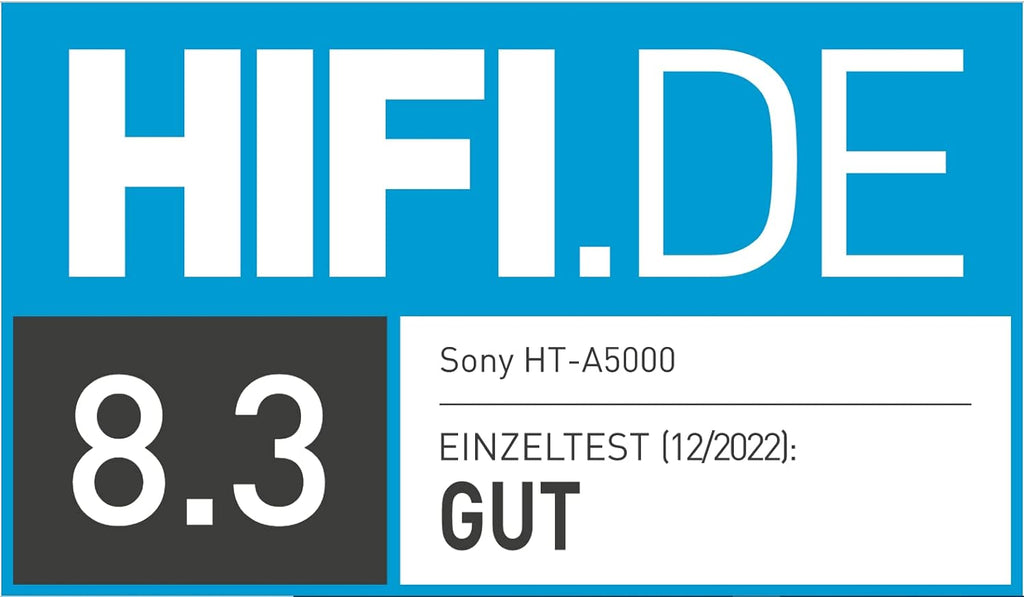 Sony HT-A5000 5.1.2-Kanal Surround Sound Dolby Atmos Premium-Soundbar mit integriertem Subwoofer (HDMI, Bluetooth, High-Res Audio, 500W Gesamtleistung), Schwarz