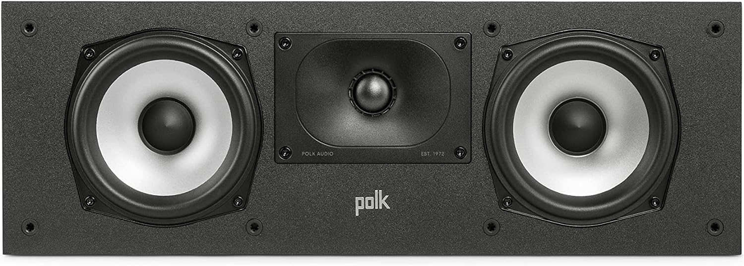 Polk Audio Monitor XT35 schlanker Center Lautsprecher, Hi-Res Zertifiziert, kompatibel mit Dolby Atmos und DTS:X (Stück), Schwarz